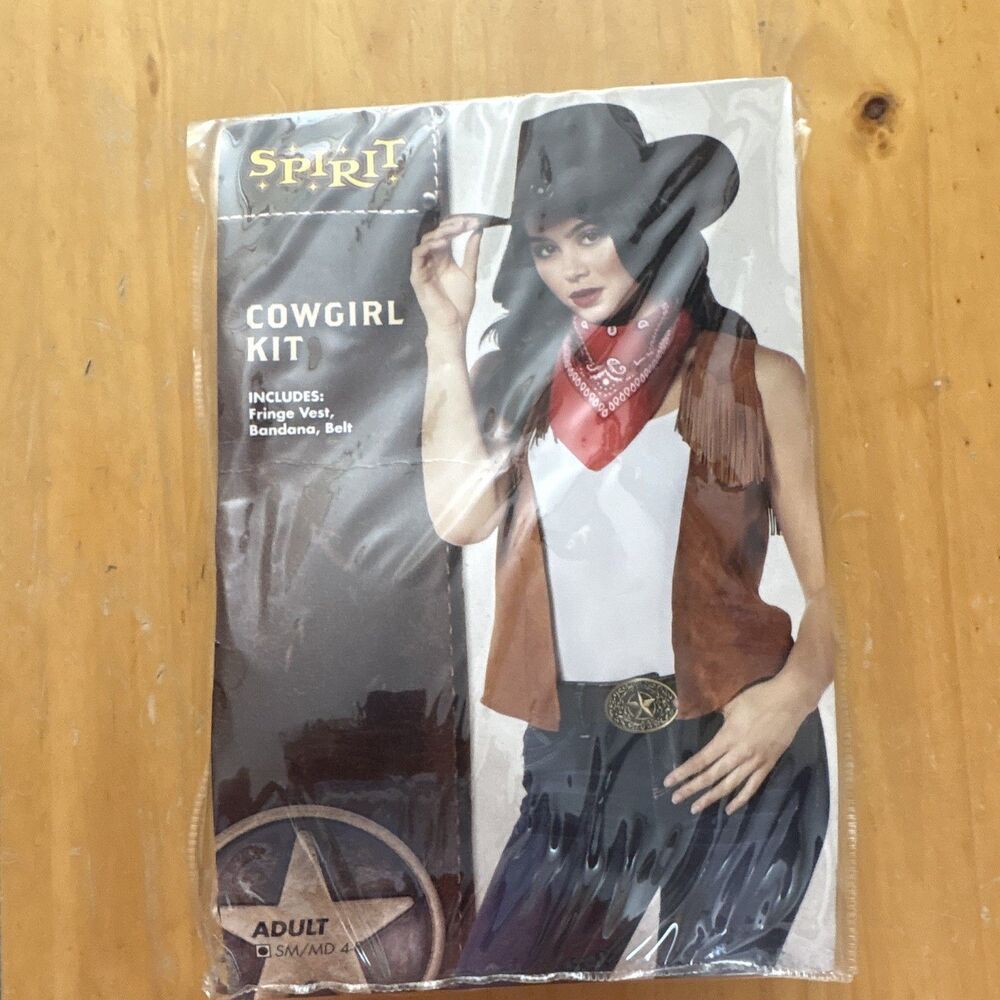 Cowgirl Kit Incudes; Vest, Banda, Belt. Size SM/MD 4-8